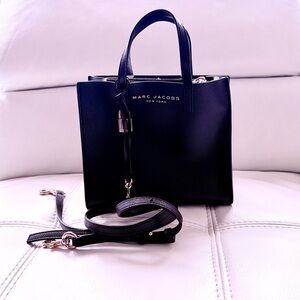 Marc Jacobs Black Leather Satchel with Detachable Strap